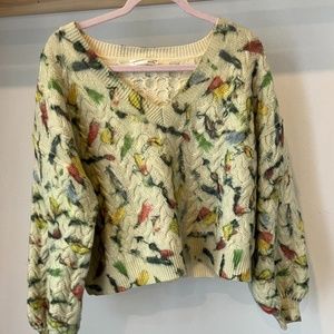 Anthropologie Watercolor Print V-Neck Sweater AMAZING QUALITY